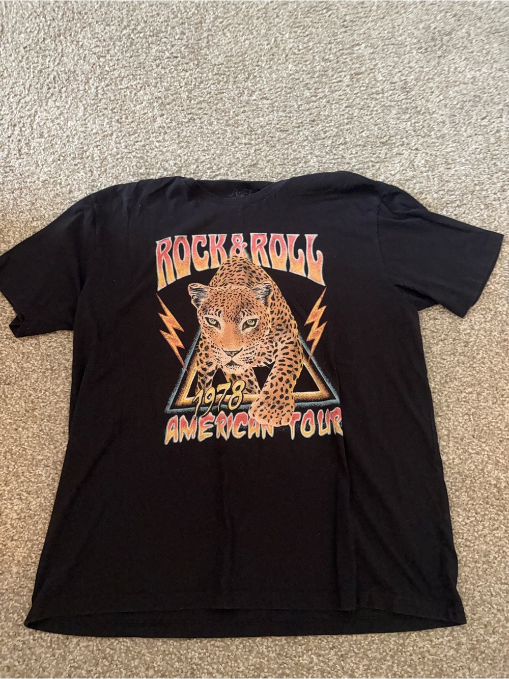 Black Rock & Roll Graphic Tee with Leopard Tour Design